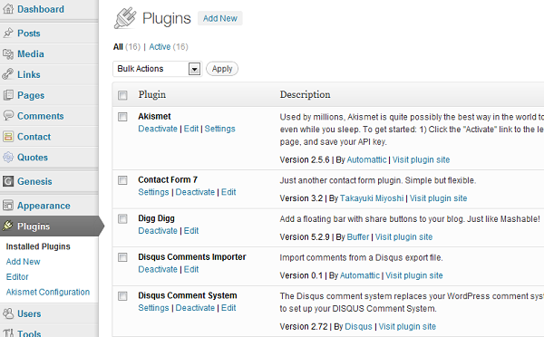 WordPress Plugins Interface | Brandon Coppernoll