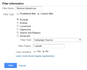 Block Semalt with a Filter in Google Analytics